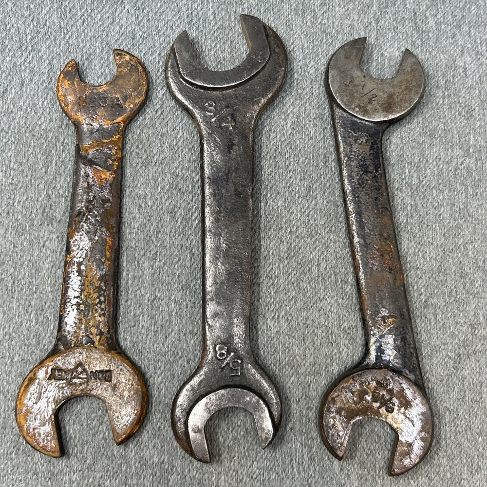 Vintage Bonney 5/8" 3/4" 1/2" 7/16" Combination Wrench Set USA Made Steel